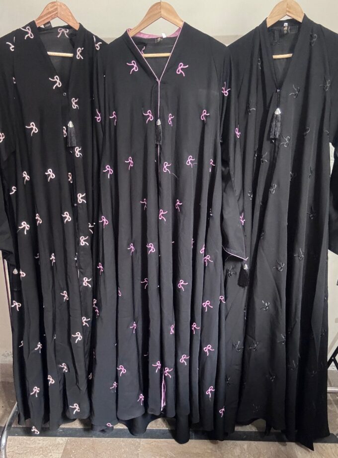 Full Flare Pink Bow Abaya