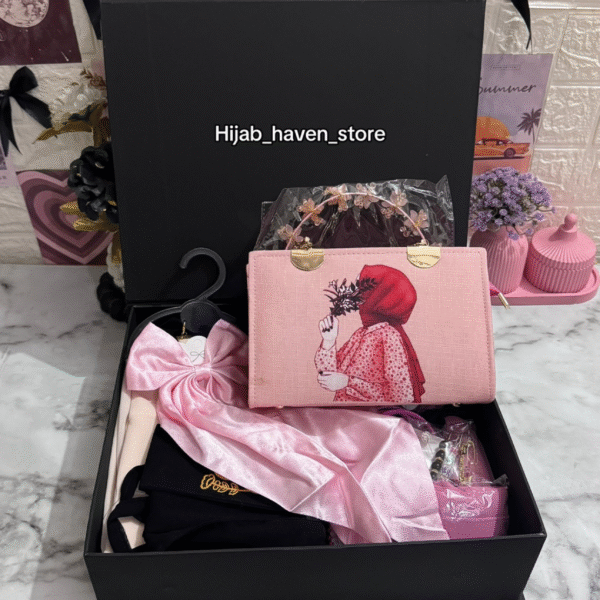 Hijab bag with Pink bow abaya box