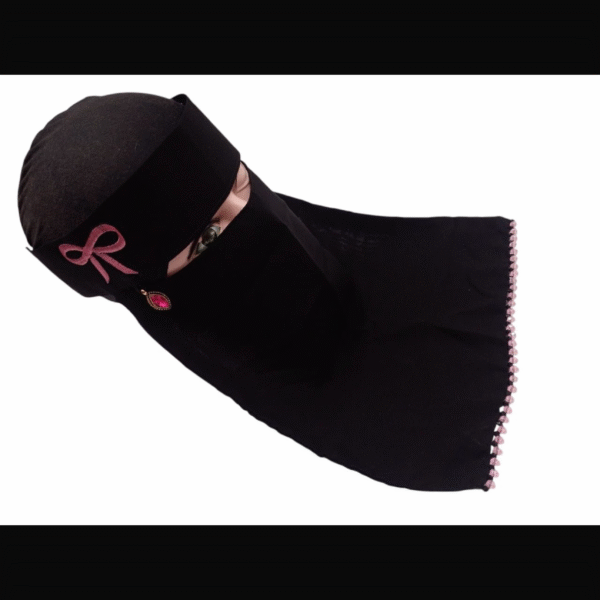 Pink bow with beads saudi niqab