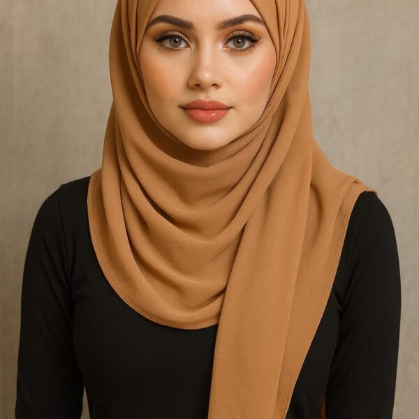 China Chiffon Georgette Hijab (Camel Brown )