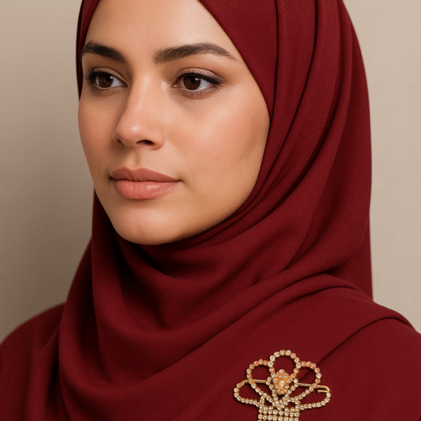 Royal Crystal Bow Hijab Brooch (Golden)