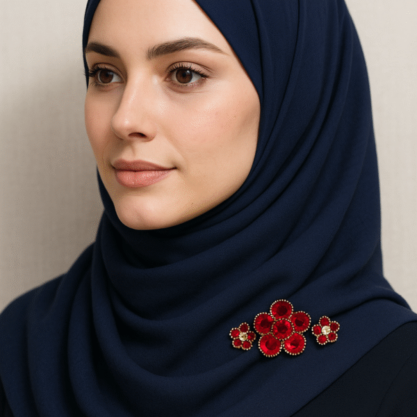 Elegant Flower Blossom Hijab Brooch (Maroon Redish )