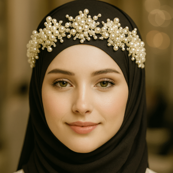 Royal Pearl Blossom Hijab Crown