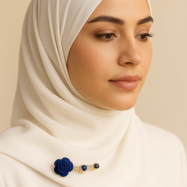 Rose Elegance Hijab Pin (Navy Blue)