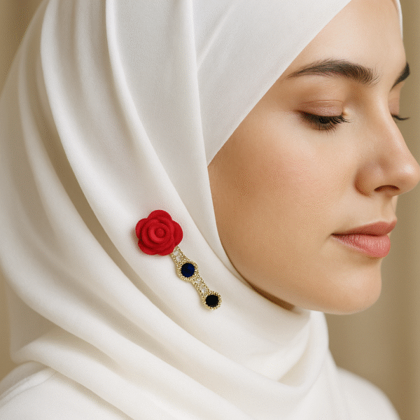 Rose Elegance Hijab Pin (Crimpson Red )