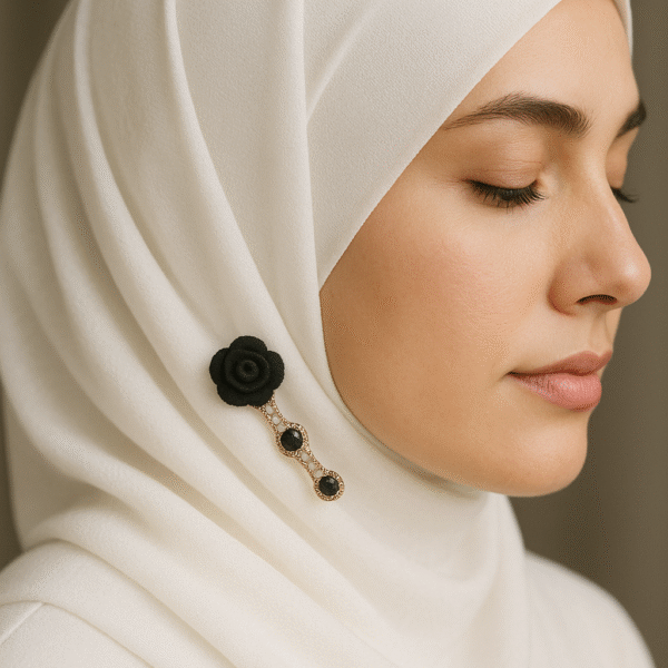 Rose Elegance Hijab Pin (Black)