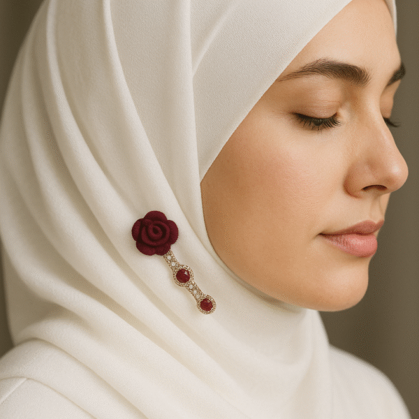 Rose Elegance Hijab Pin (Maroon)