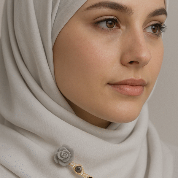 Rose Elegance Hijab Pin (Silver Gray lighter)
