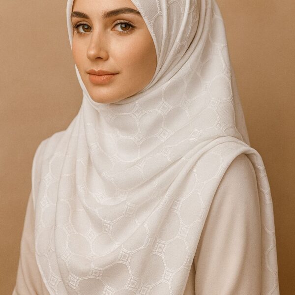 Jersey Hijab with Block design (Off white )