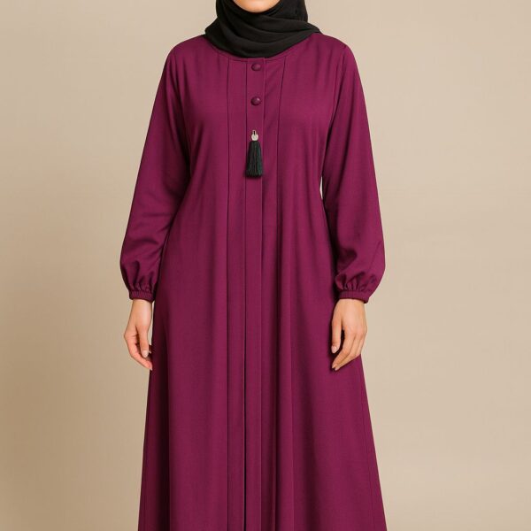 Premium Zoom Nida (Front Plated with Tessel Abaya ) Maroon