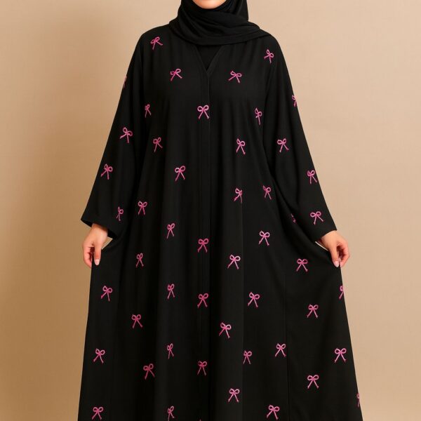 Premium Nida Pink Bow Abaya
