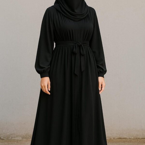 Premium Korean Nida 5 Pcs Black Abaya
