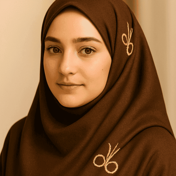 Elegant brown hijab with embroidery, perfect for modest fashion and everyday wear.