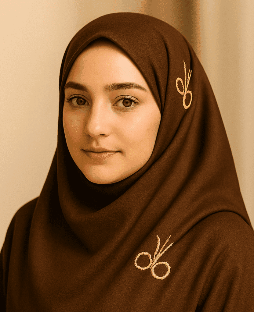 Elegant brown hijab with embroidery, perfect for modest fashion and everyday wear.