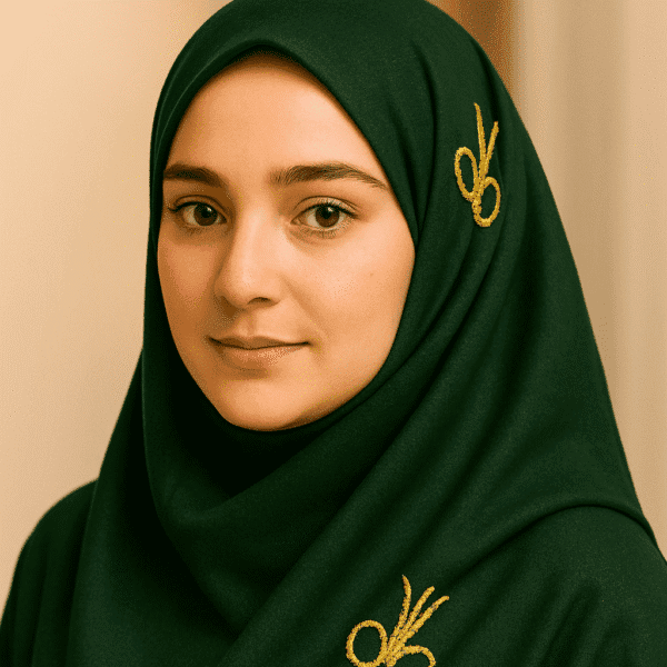 Elegant dark green hijab with gold embroidery, perfect for modest fashion and everyday wear.