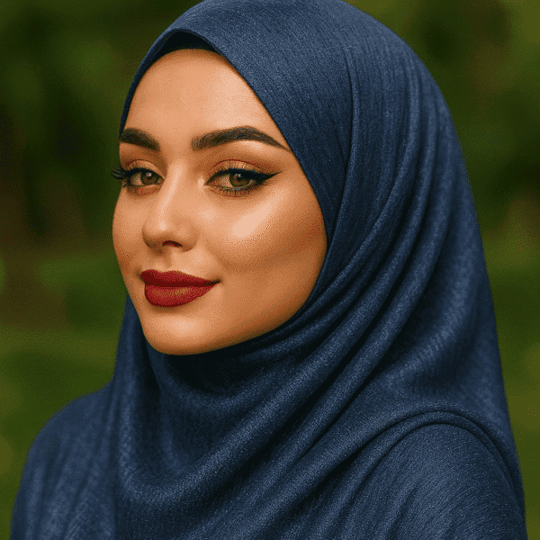 Elegant navy blue hijab for modest fashion and Islamic wear, perfect for women.