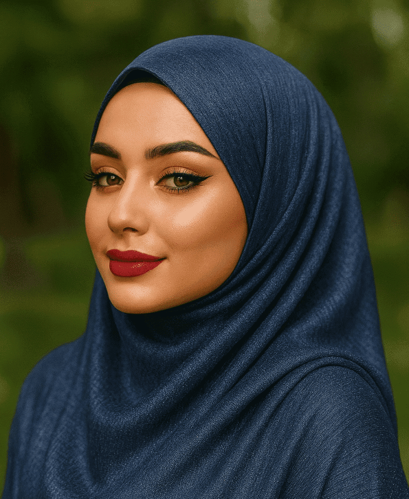 Elegant navy blue hijab for modest fashion and Islamic wear, perfect for women.