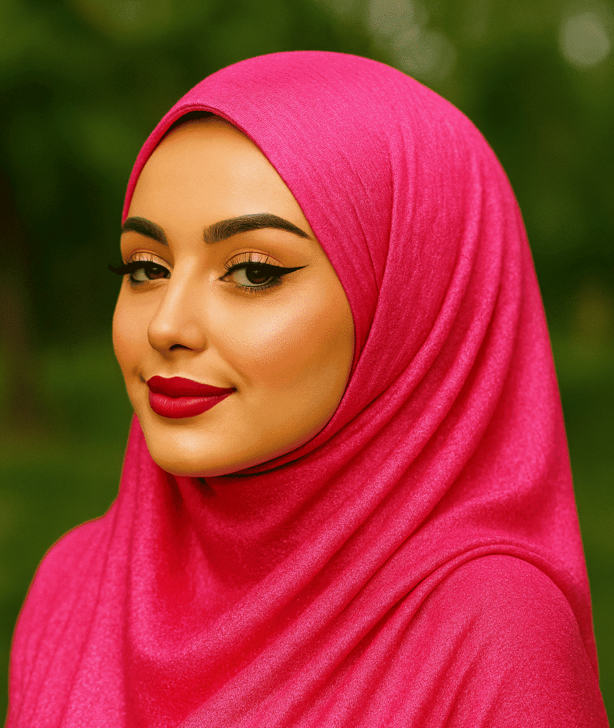 Pink hijab women fashion, modest Islamic headscarf, stylish hijab for women, Hijab Haven Store.