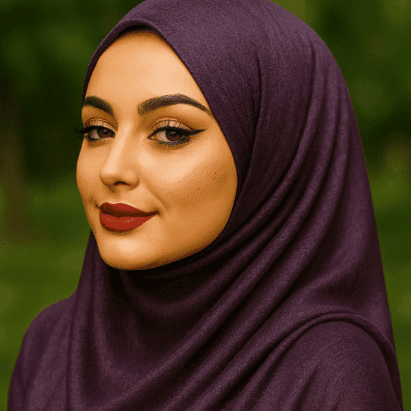 Elegant purple hijab with smooth fabric, perfect for modest fashion and everyday wear.