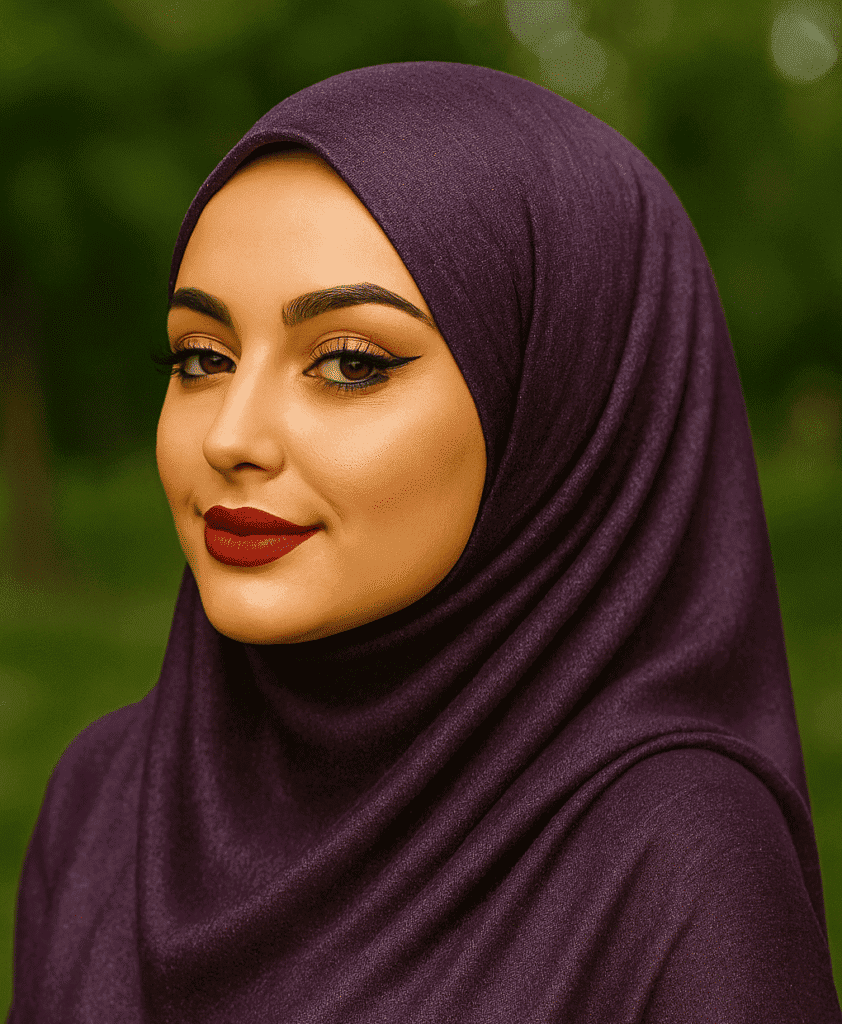 Elegant purple hijab with smooth fabric, perfect for modest fashion and everyday wear.