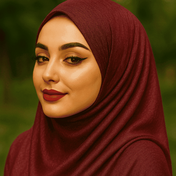 Elegant maroon hijab with smooth fabric, perfect for modest fashion and special occasions.