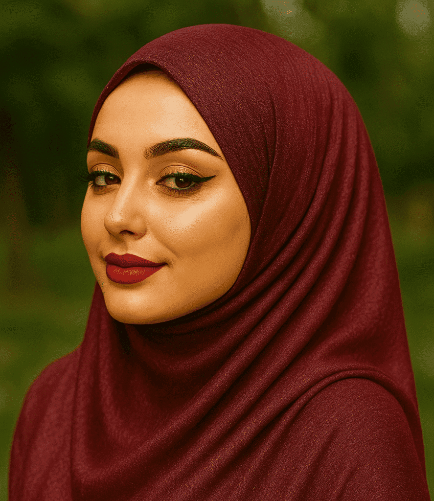 Elegant maroon hijab with smooth fabric, perfect for modest fashion and special occasions.
