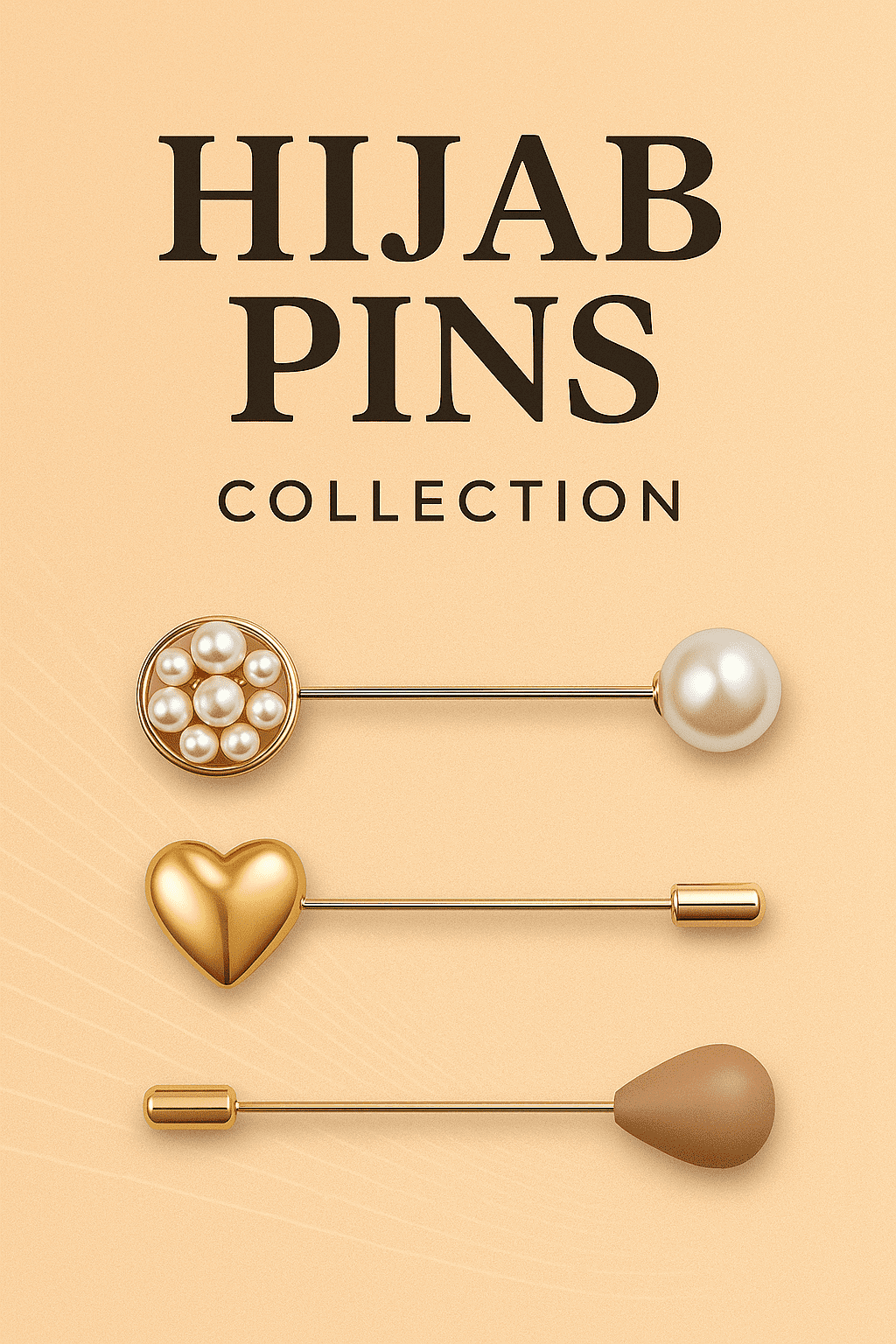 Pearl hijab pins with gold and pearl designs for elegant hijab styling.