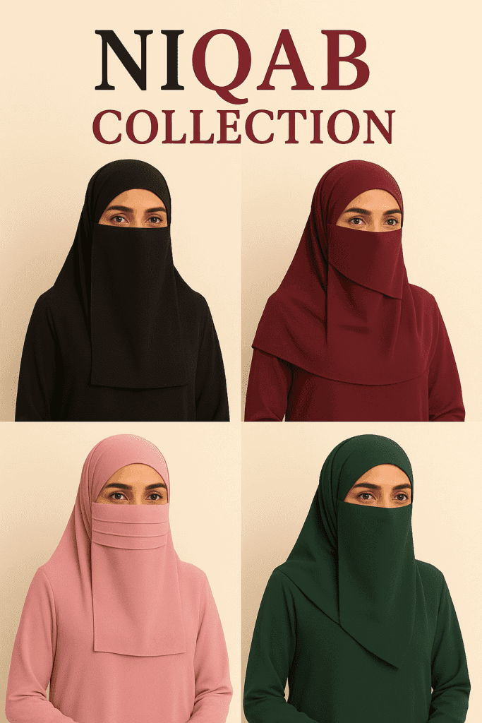 Black hijab and niqab, modest Islamic fashion, hijab Haven Store.