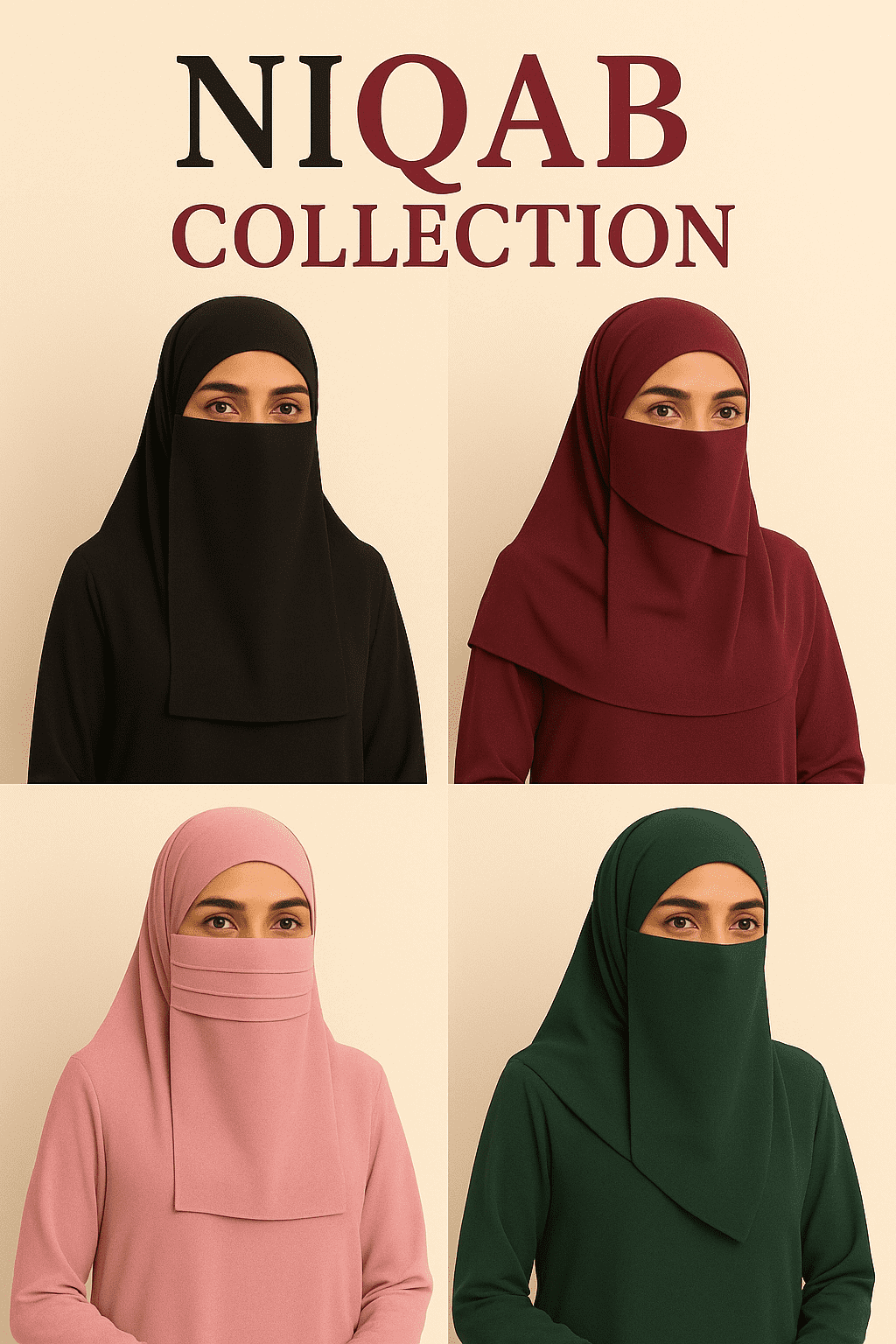 Black hijab and niqab, modest Islamic fashion, hijab Haven Store.