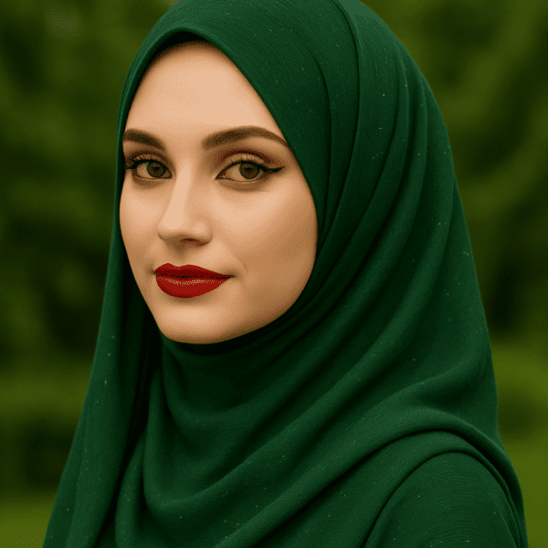 Elegant green hijab for women, perfect for modest fashion and Islamic wear.