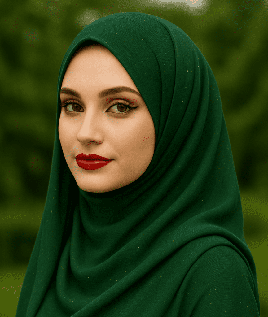 Elegant green hijab for women, perfect for modest fashion and Islamic wear.