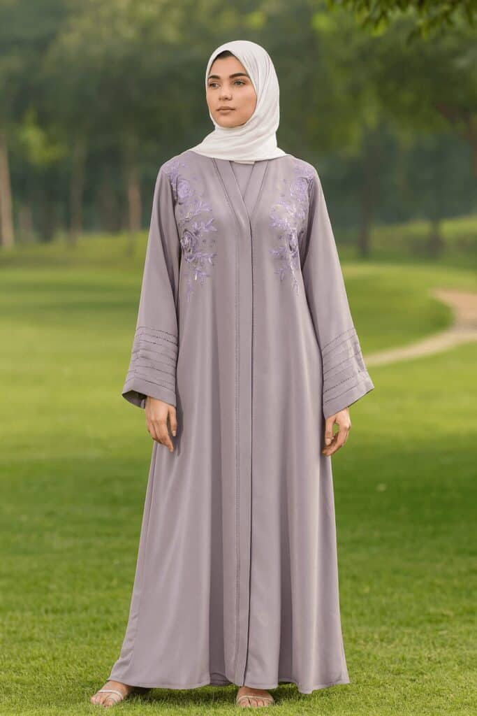 Elegant modest Islamic dress and hijab for women, perfect for Islamic occasions and everyday wear.