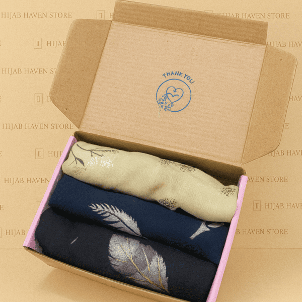 Soft Turkish Foil Print Trio Hijab Gift Box