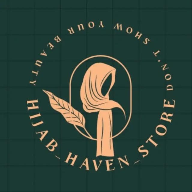 Elegant hijab illustration with leaves, promoting modest fashion at Hijab Haven Store.