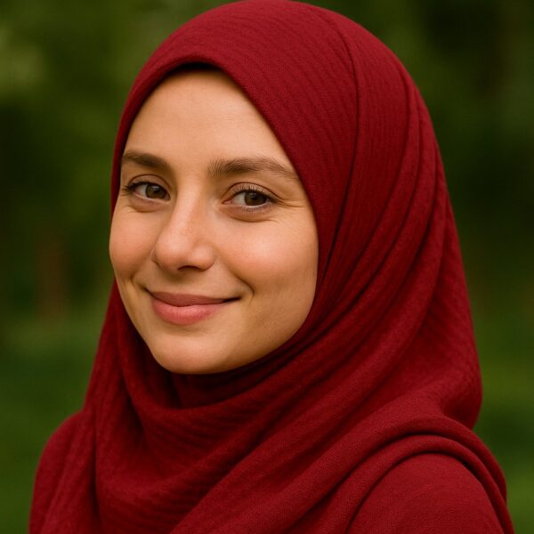 Elegant red hijab for women, stylish and comfortable Muslim head covering.