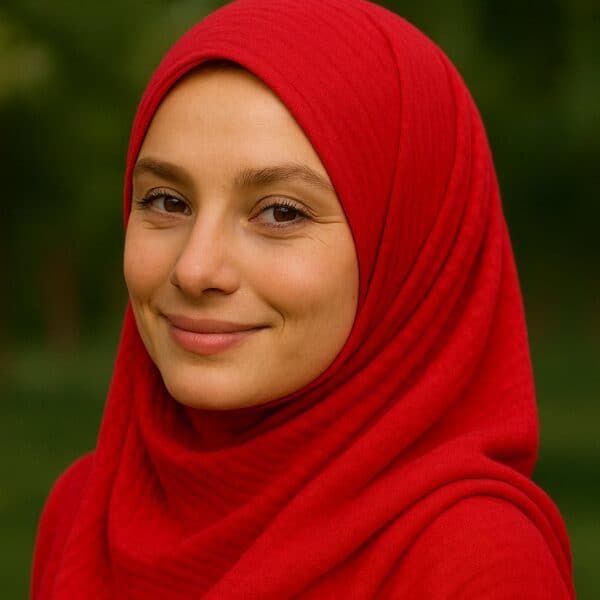 Elegant red hijab for women, versatile modest fashion accessory.
